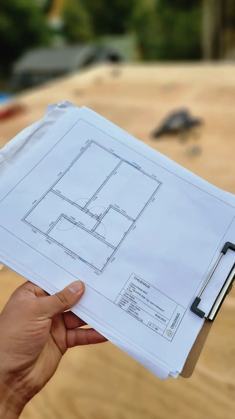 Plano de fabricación de ChileHaus sobre componentes de madera