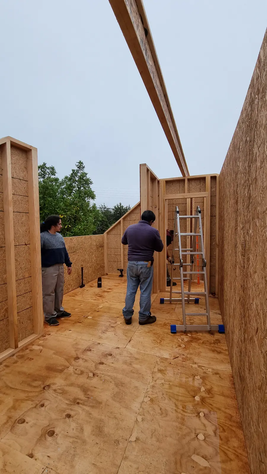Interior de una obra de entramado ligero en madera